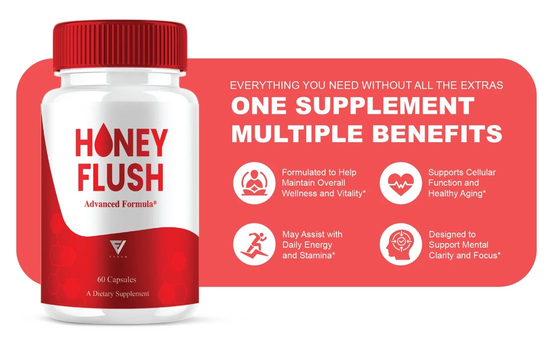 HoneyFlush one supplement multiple benefits banner